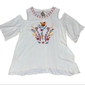 ODDY Embroidered Cold Shoulder‎ Top 1XL